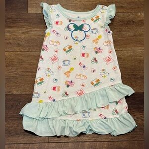 Disney Light Mint Ruffle Nightgown with Multicolor Snack Print